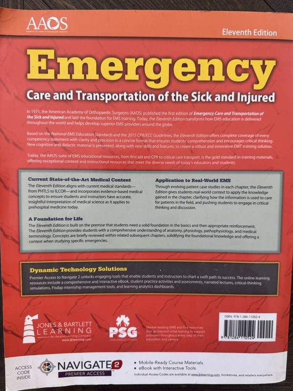 Book And Online Access, AAOS 11th Edition EMT Emergency Care and Transportation. gallery