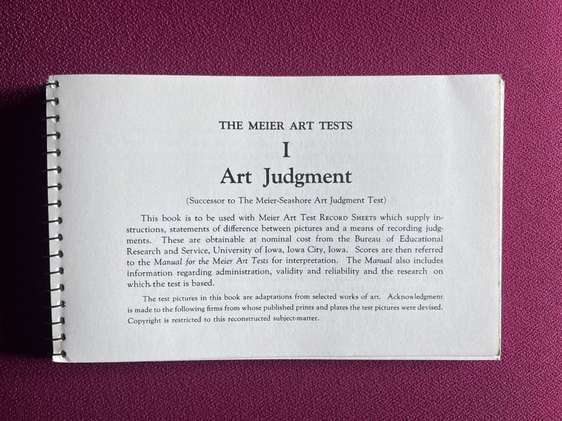 Meier Art Judgment Test (1940) by Norman C Meier, Vintage Psychology Test Manual gallery
