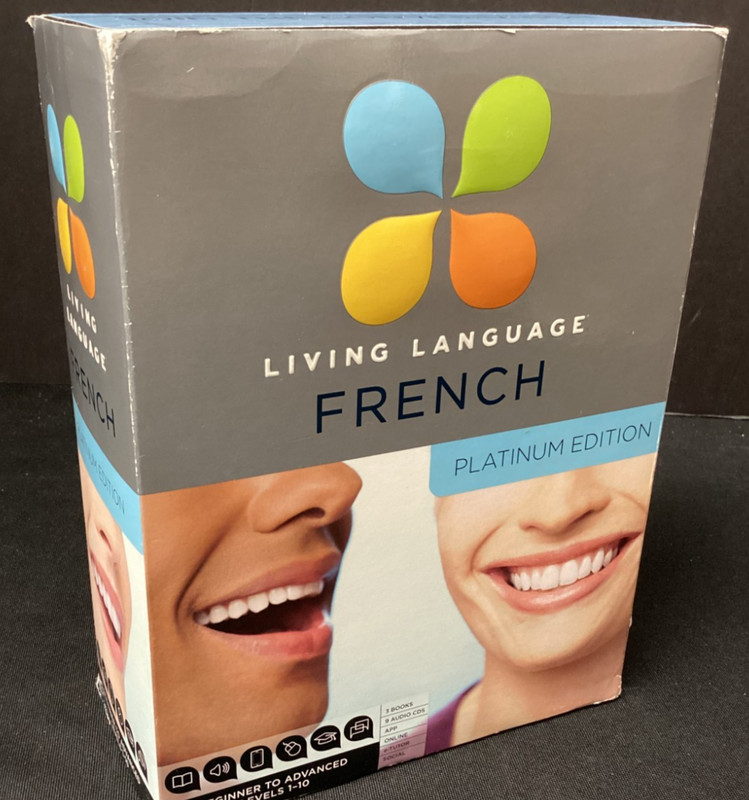 Living Language French Platinum Set 3 Books 9 CDs Essential Intermediate Advance