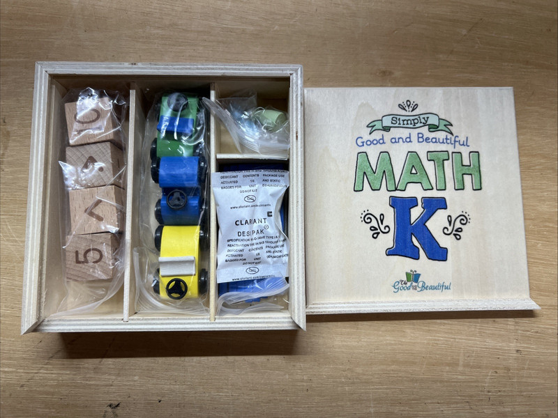 Simply Good and Beautiful Math K Wood Box Homeschool Curriculum Dice Cars NEW