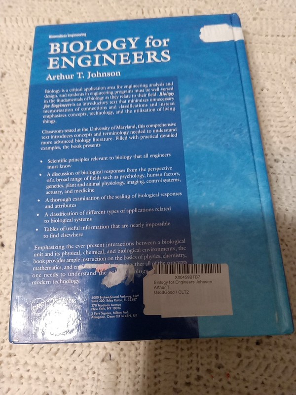 Biology for Engineers by Arthur T. Johnson (2010, Hardcover) gallery