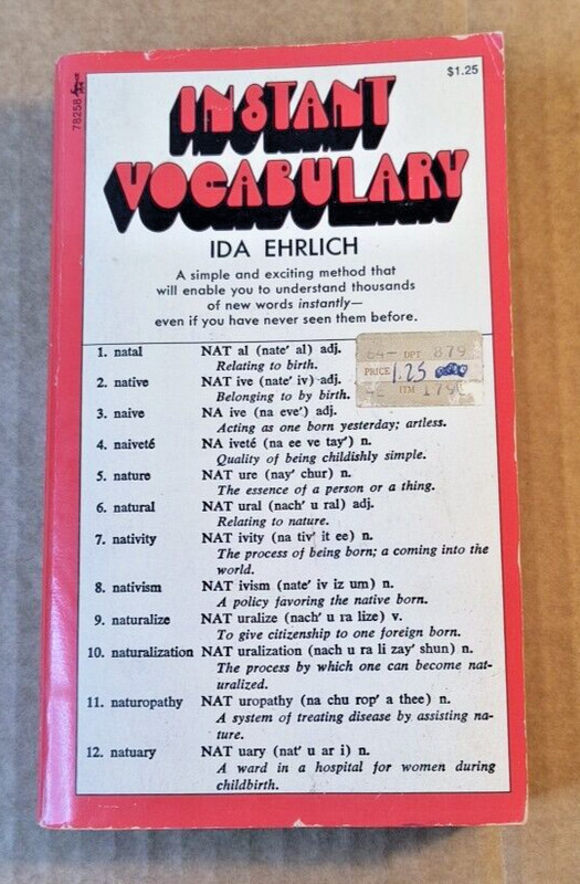 Ida L. Ehrlich, Instant Vocabulary, Paperback 1973