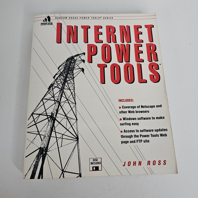 Internet Power Tools John Ross 1995 First Edition Book with 3.5 Floppy Disk 90s
