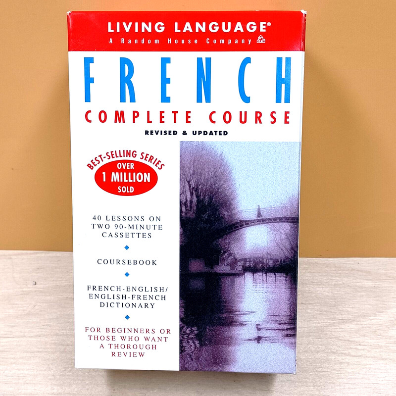 LIVING LANGUAGE COMPLETE FRENCH COURSE – 2 CASSETTES, COURSEBOOK, DICTIONARY,