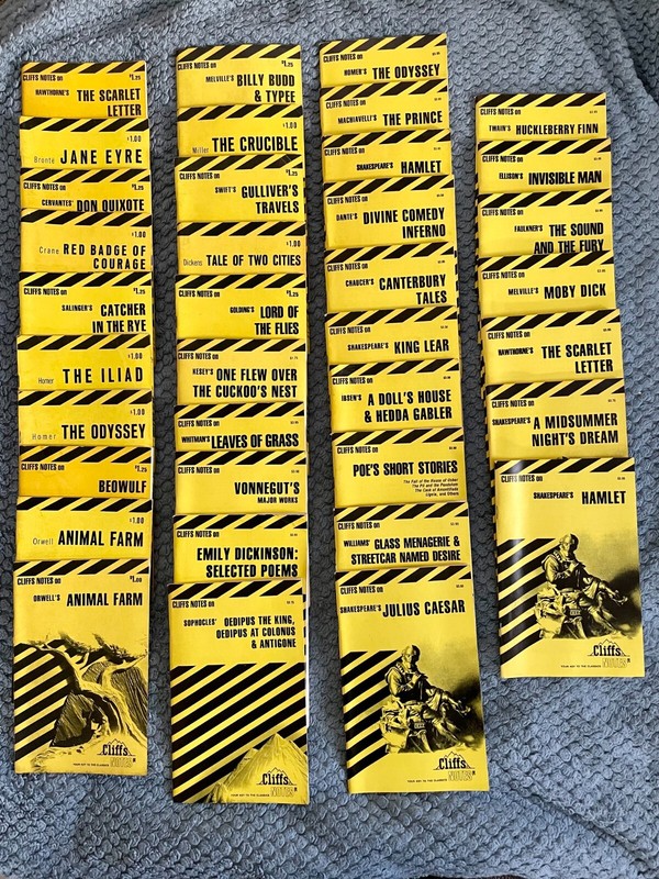 Vintage 1970’s Cliff’s Notes (37) & Monarch Notes (8) -lots of literary classics