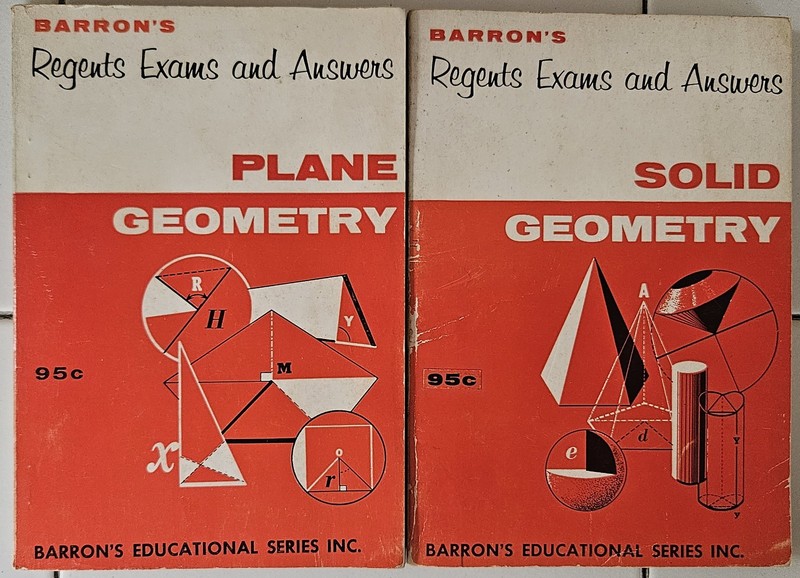 1960 Barron’s Regents Exams and Answers Plane Geometry and Solid Geometry PBs