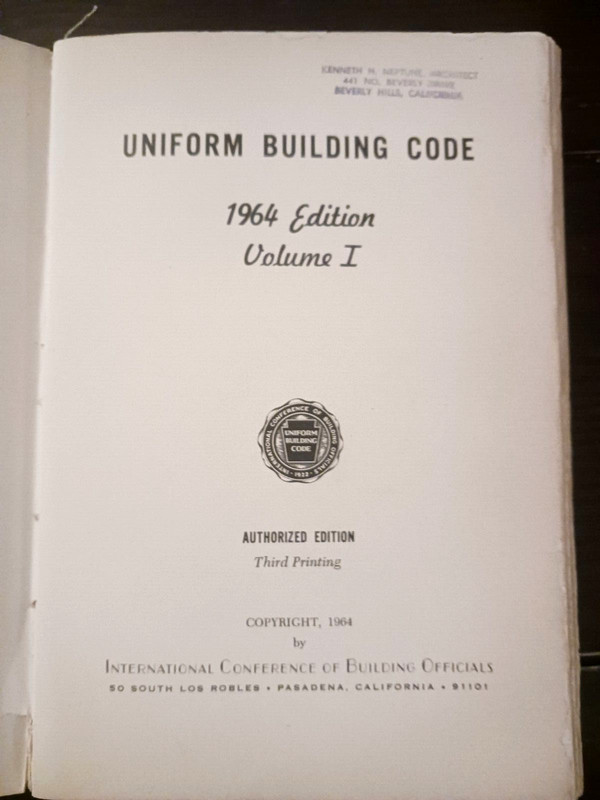 1964 Edition- Third Printing Uniform Building Code Vol 1 by The ICBO gallery