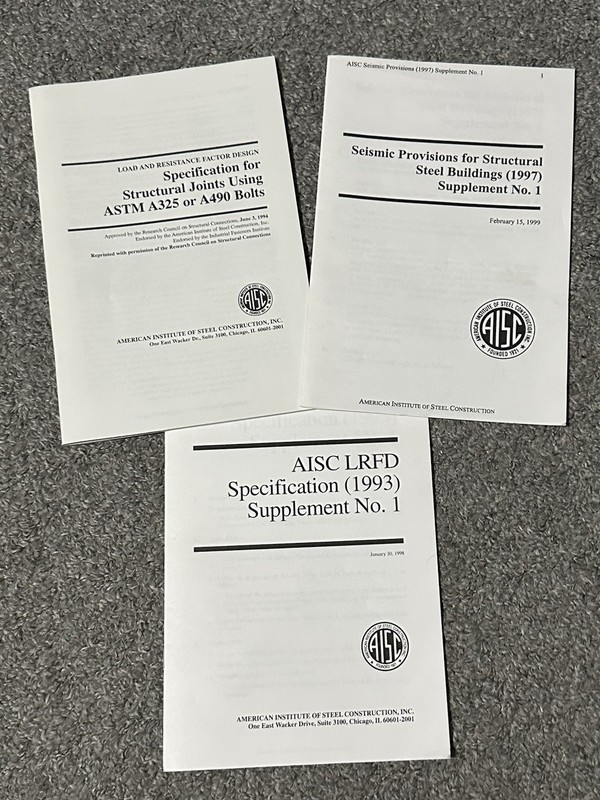 Lot of 3 AISC American Institute Steel Construction Manuals Seismic Structural