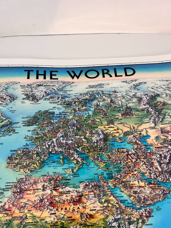 Unique Media Maps Laminated 3D Map 'The World' Artistic Illustration 1996 gallery