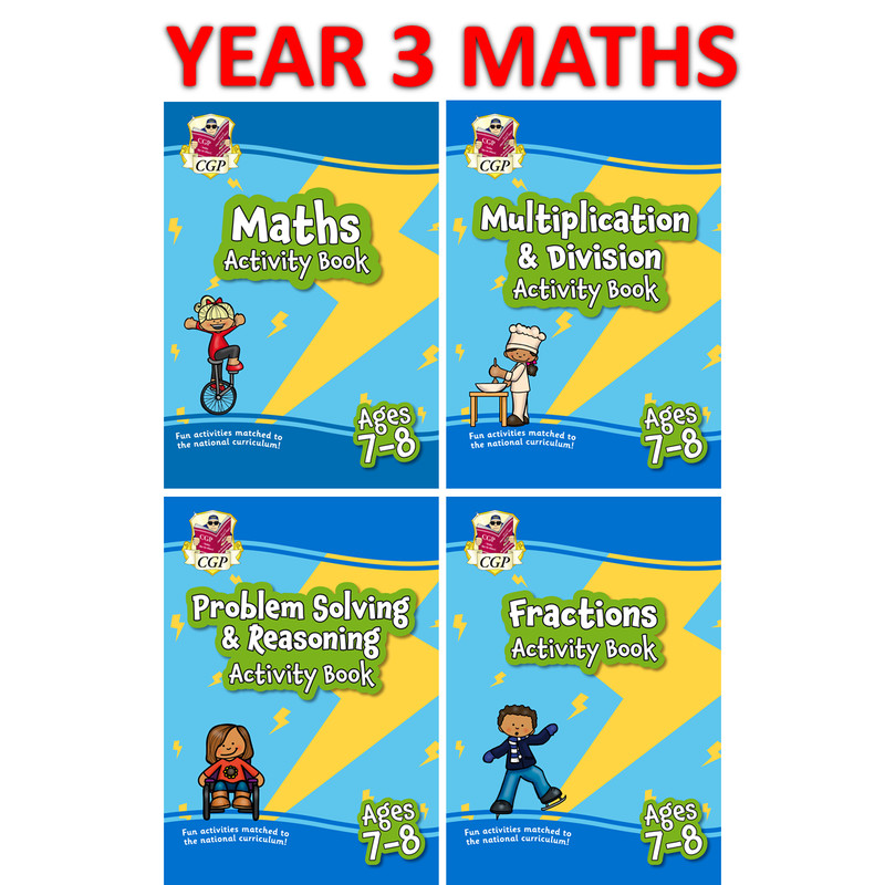 KS2 Year 3 Maths Home Learning Activity 4 Books Bundle with Answer Ages 7-8 CGP