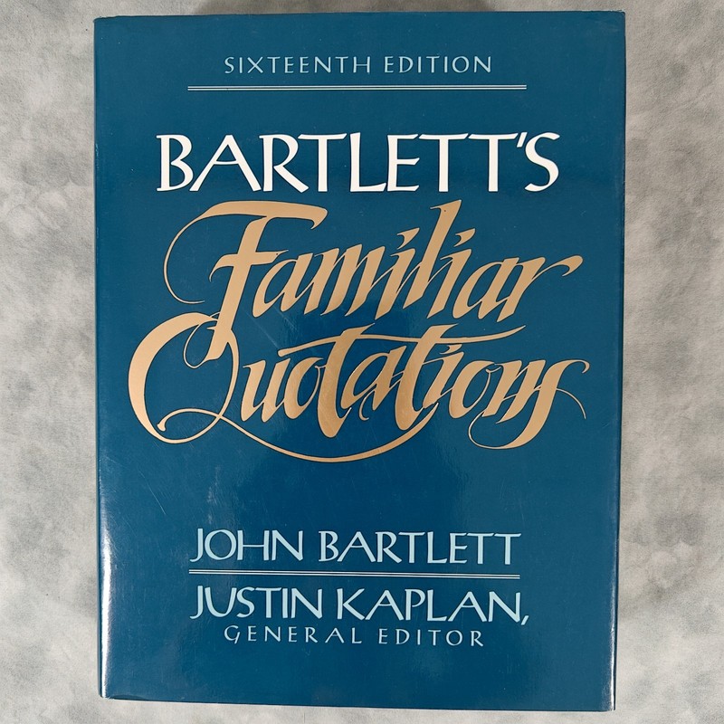1992 Bartlett’s Familiar Quotations 16th Ed Hardcover Dust Jacket Kaplan HBK Ref