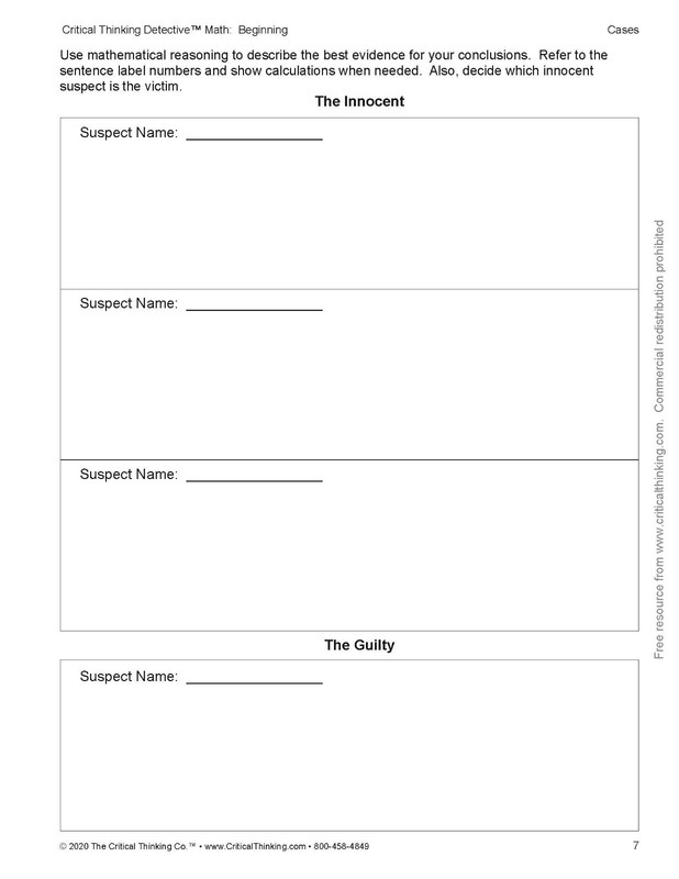 Critical Thinking Detective Math Beginning - Fun Mystery Cases (Grades 5+) gallery