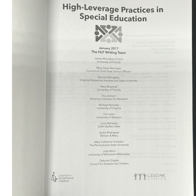 High-Leverage Practices in Special Education McLeskey 2017 Paperback 1st Edition gallery