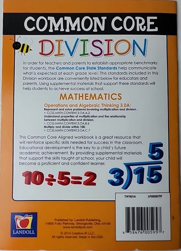 Common Core Landoll Division Math Skill Workbook Third Grade Educational New gallery