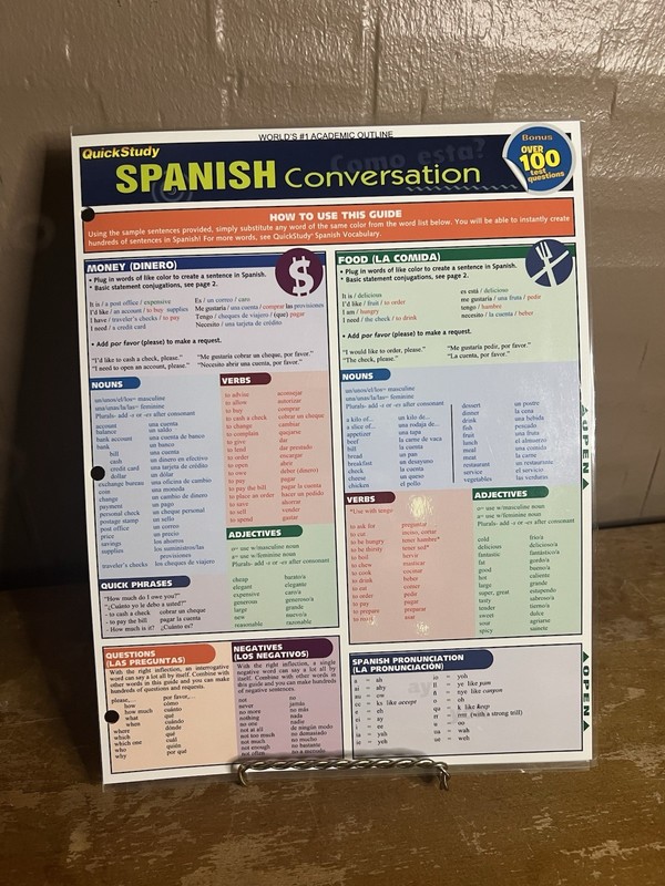 Spanish Conversation Quizzer: Tri-Fold Laminated Quick Study Reference Guide