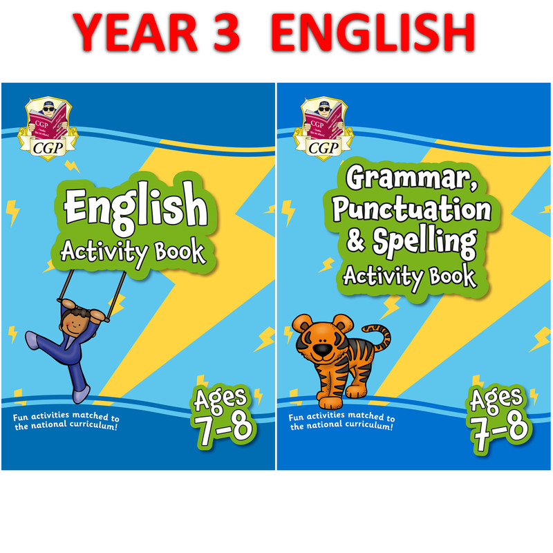 KS2 Year 3 English and Grammar Home Learning Activity Books with Answer Cgp
