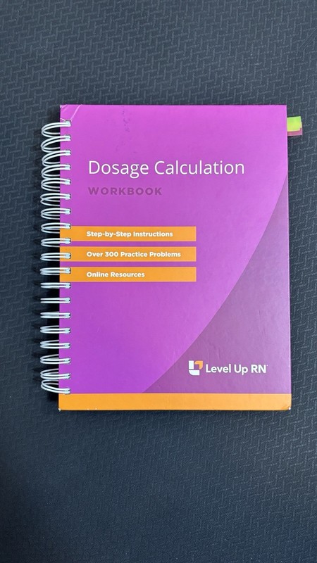 Level Up RN Dosage Calculation Workbook Nursing Spiral Bound Book 2022 No Code