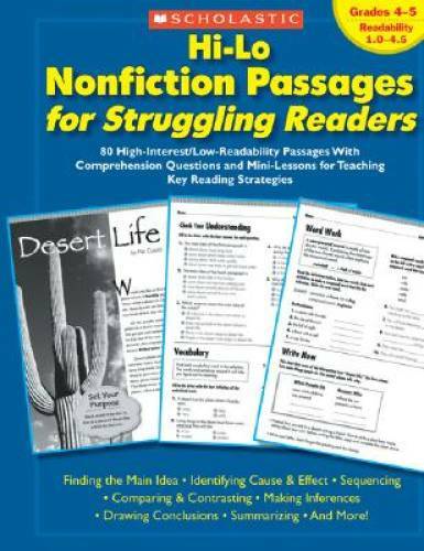 Hi-Lo Nonfiction Passages for Struggling Readers: Grades 4Â?5: 80 High-In – GOOD