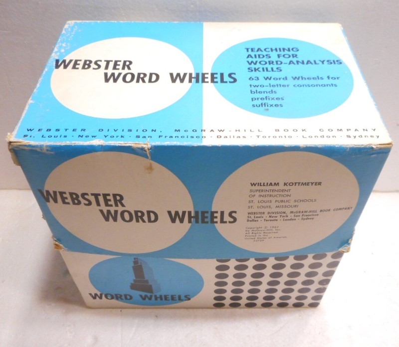 Vintage Webster Word Wheels 1962 William Kottmeyer, Actual discs + Lesson Cards