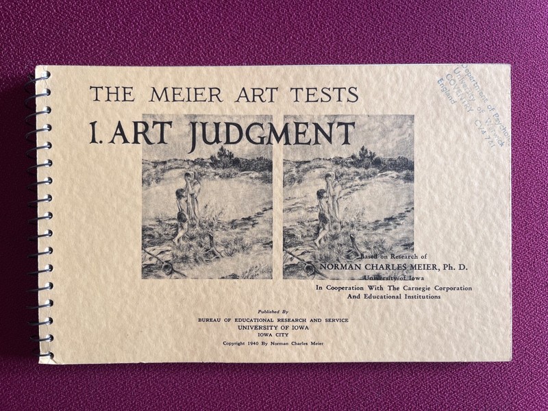 Meier Art Judgment Test (1940) by Norman C Meier, Vintage Psychology Test Manual