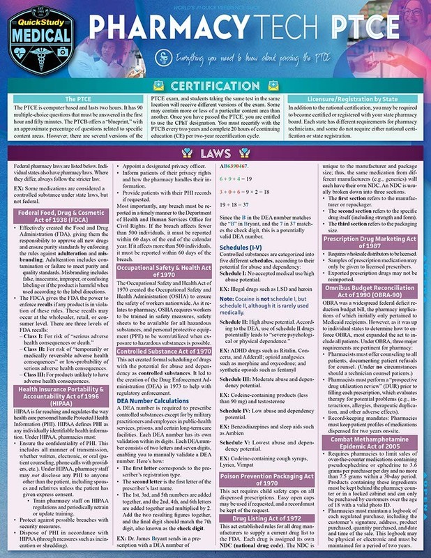 Pharmacy Technician – PTCE: QuickStudy Laminated Reference Guide (Quickstu…