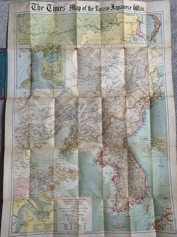 The Times 1905 Russo-Japanese War Folding Map – Port Arthur Vladivostok