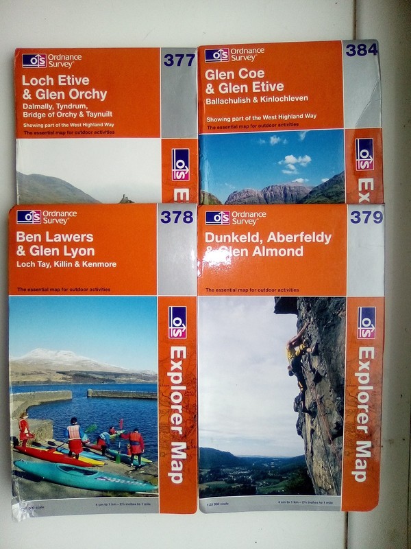 377 378 379 384 LOCH ETIVE BEN LAWERS GLEN COE, EXPLORER ORDNANCE SURVEY MAPS OS