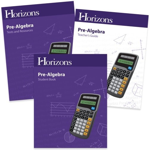 Horizons 7th grade PRE ALGEBRA KIT SET 7 Teacher Guide Student Workbook Tests