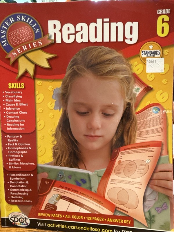 Grade 6 Reading Workbook Master Skills Comprehension Homeschool