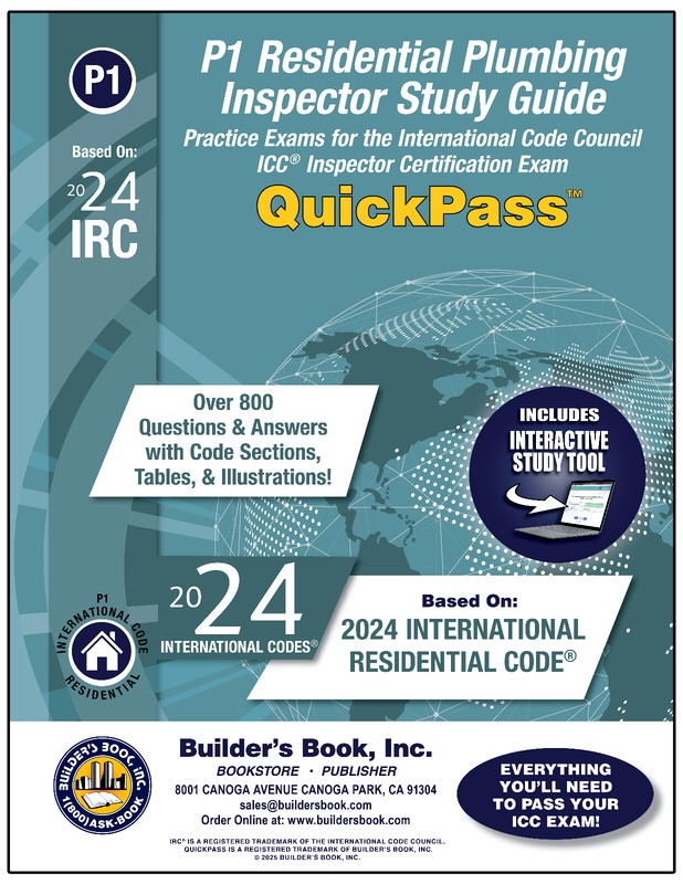 P1 Residential Plumbing Inspector QuickPass Study Guide Based On 2024 IRC