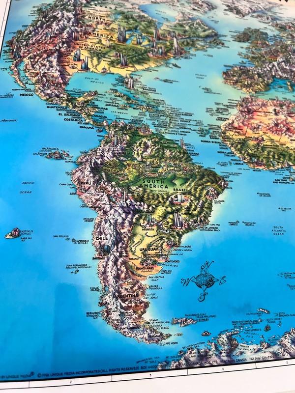 Unique Media Maps Laminated 3D Map 'The World' Artistic Illustration 1996 gallery