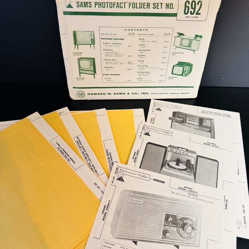 SAMS PHOTOFACT SET No. 692 – TVs, Radios, Records Schematics & Service Manuals
