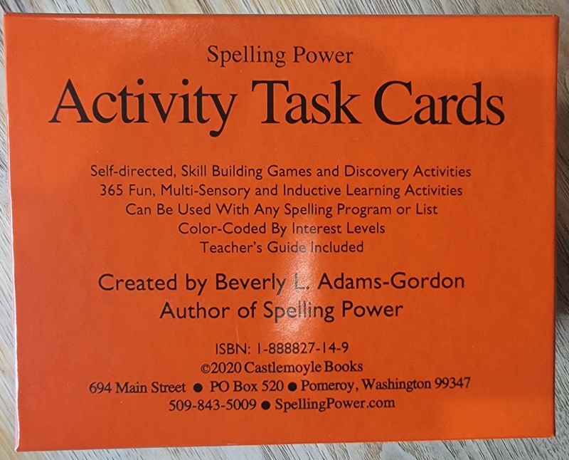 Spelling Power Activity Task Cards Beverly Adams Homeschool