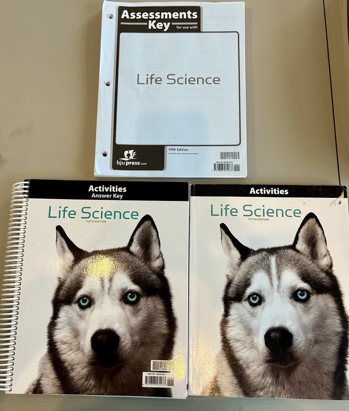 BJU Life Science lab manual, test key and manual key 5th edition