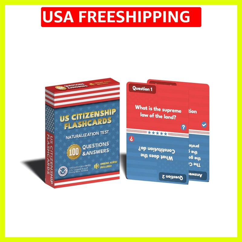 Citizenship Flash Cards for the 2025 Naturalization : 100 Official USCIS Ques…