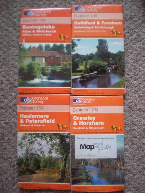 133 134 144 45 HASLEMERE BASINGSTOKE GUILDFORD EXPLORER ORDNANCE SURVEY MAPS OS