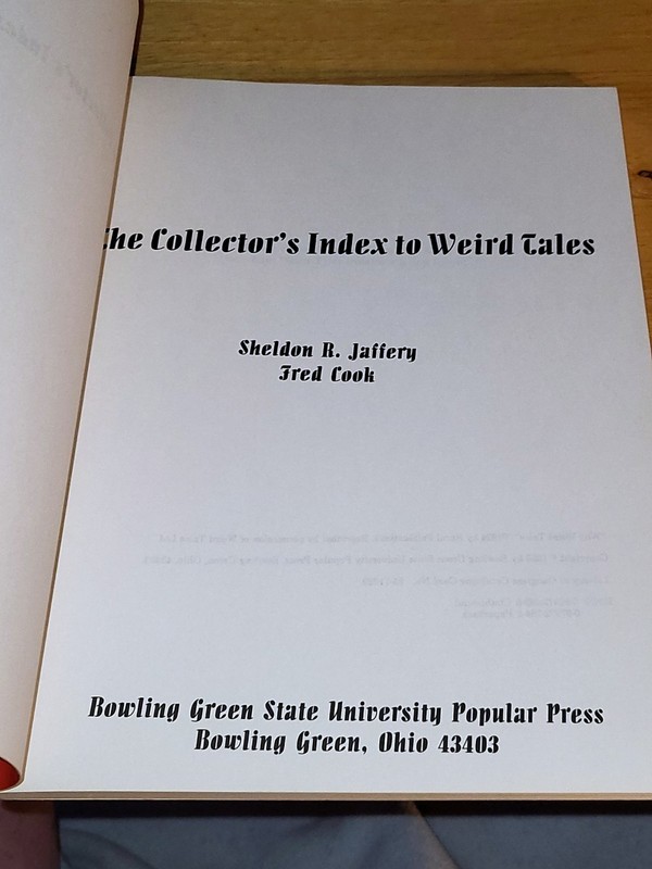 The Collectors Index to Weird Tales Sheldon Jeffery Fred Cook 1985 1st Print TPB gallery