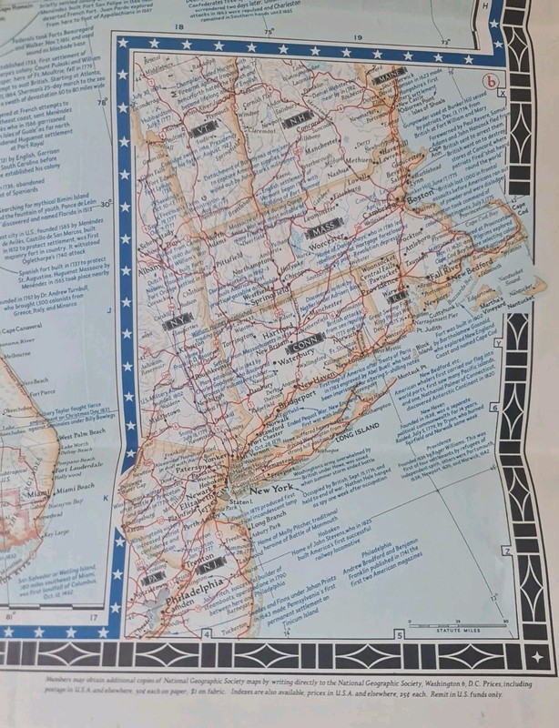 1953 National Geographic Large Folded Paper Historical Map of The United States gallery