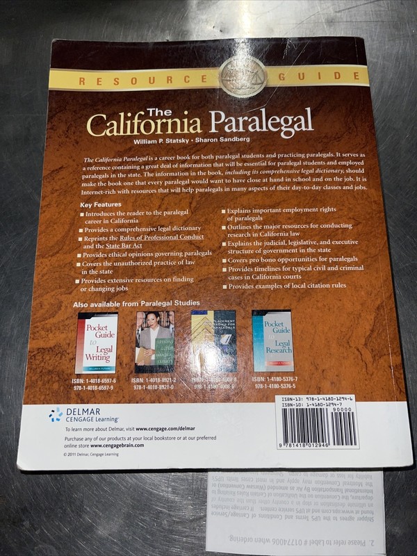 Paralegal Reference Materials Ser.: The California Paralegal by William P.... gallery