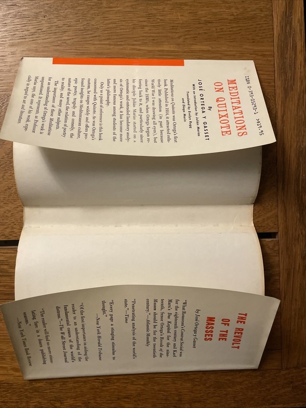 José Ortega Y Gasset: Meditations On Quixote HCDJ 1963 Norton gallery