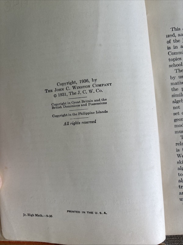 Algebra For Use Mathematics Junior High School 1936 Winston Triangle Series Book gallery