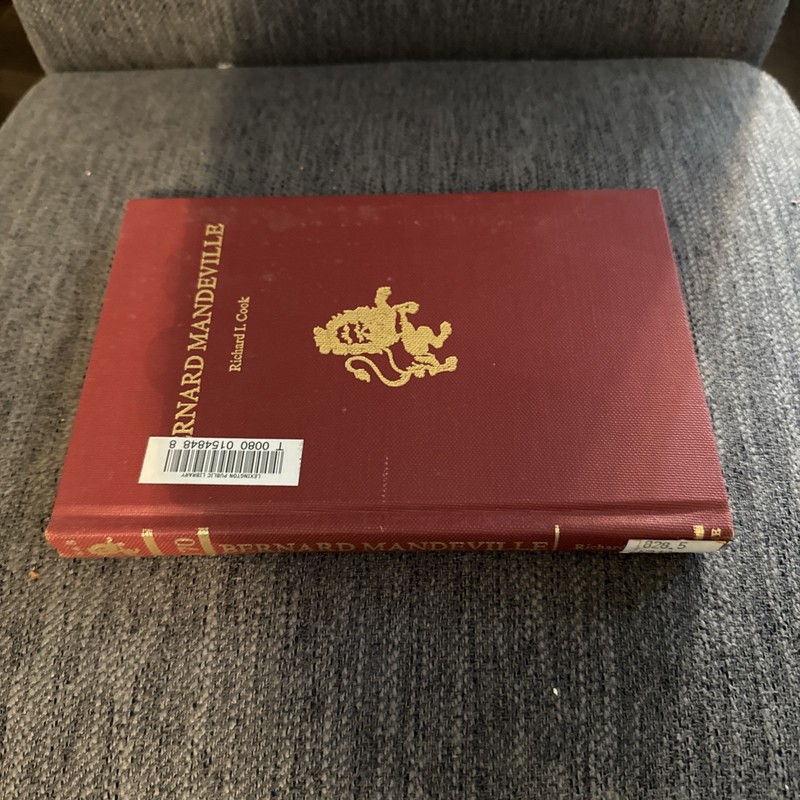 Bernard Mandeville Library Binding Richard I. Cook Hardcover exlibrary