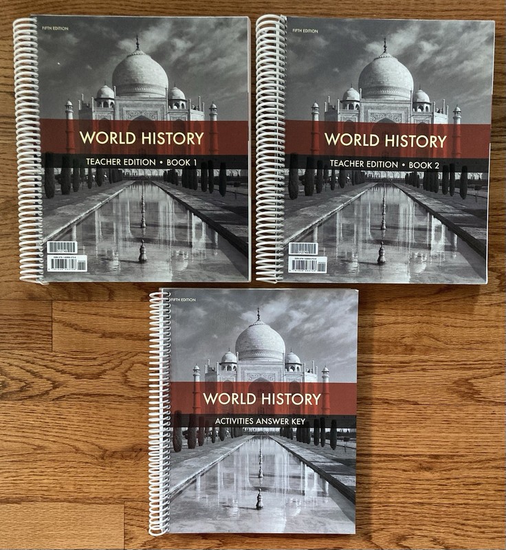 BJU World History Fifth Edition Teacher Edition Books 1 and 2 and Activity Key