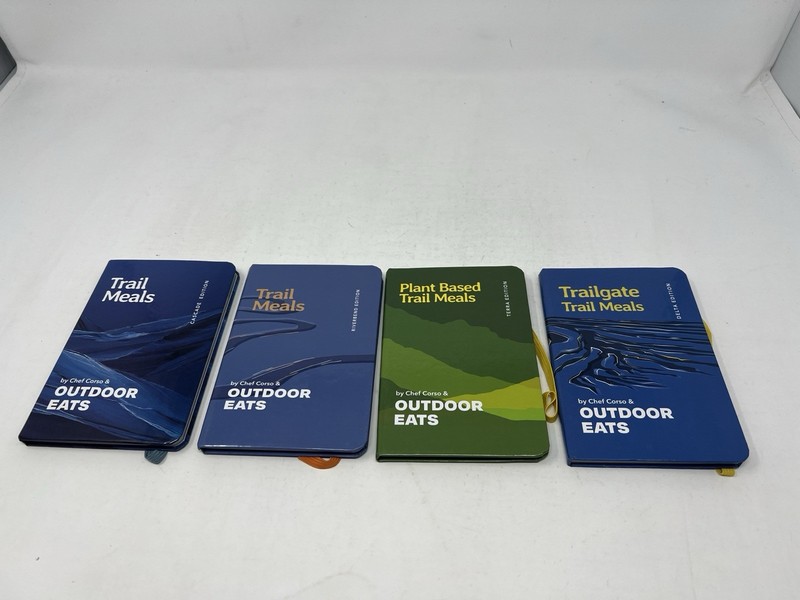 Chef Corso Outdoor Eats 4 book lot trail meals, plant based & trailgate meals