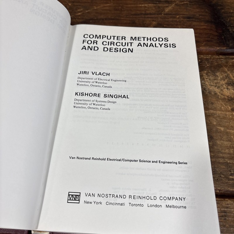 Computer Methods for Circuit Analysis and Design — Vlach & Singhal — 1983 HC gallery