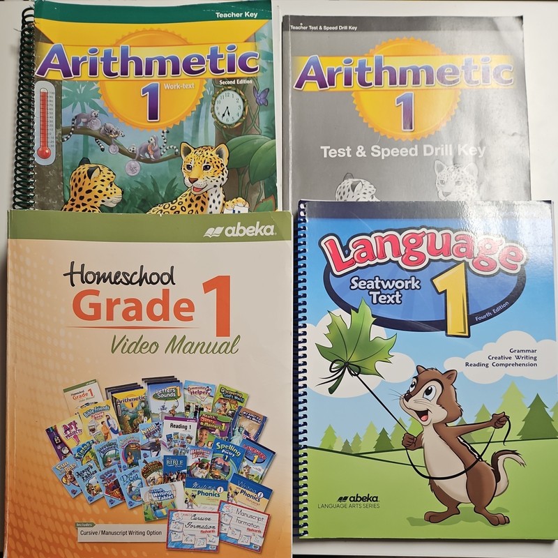 Abeka Grade 1 Lot Homeschool Video Manual, Math, Language Teacher Keys