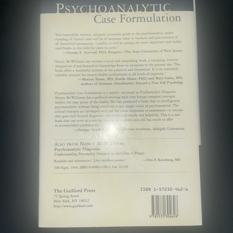 Psychoanalytic Case Formulation by Nancy McWilliams (1999, Hardcover) gallery