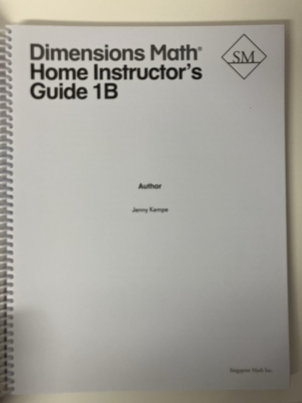 Dimensions Math Home Instructor's Guide 1B Singapore Math Homeschool Jenny Kempe gallery