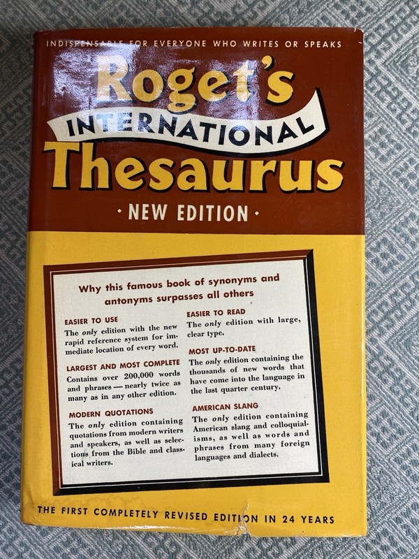 Roget’s International Thesaurus New Edition – 1951 H/C D/J Thomas Y. Crowell Co.
