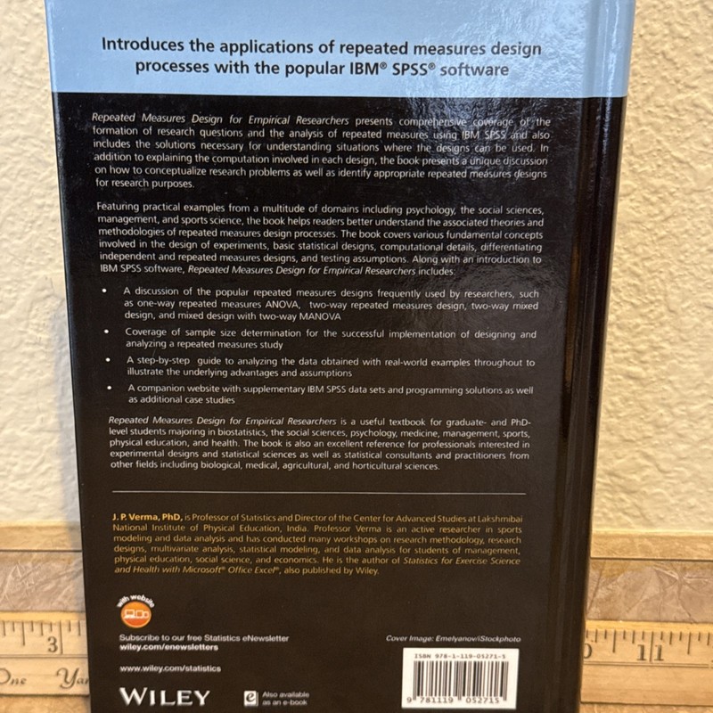 Brand New 2015 Wiley "Repeated Measures Design" J.P. Verma Empirical Research gallery